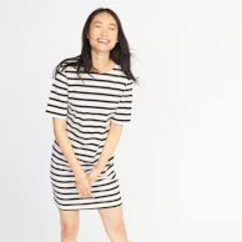 XL Striped Knit Shift Dress
